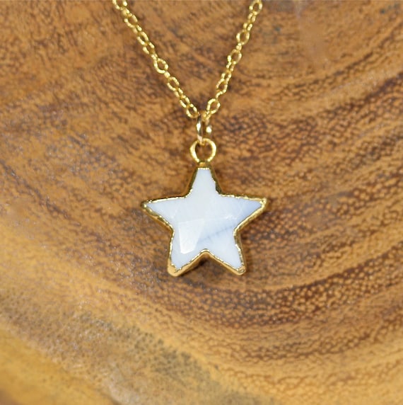 Opal star necklace, gold lined star pendant, blue African opal, celestial necklace, 14k gold filled chain