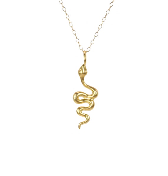 Gold snake necklace - serpent necklace - rihanna necklace - a 14k gold plated sterling silver snake on a 14k gold filled chain