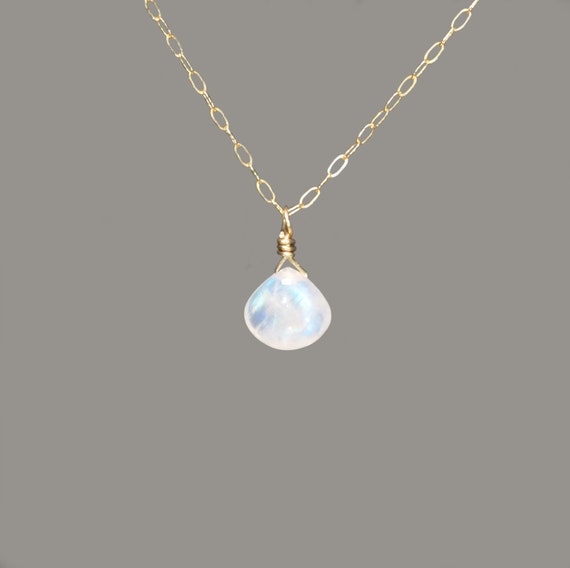 Moonstone necklace, rainbow moonstone necklace, dainty 14k gold filled necklace, June birthstone necklace, rainbow crystal necklace