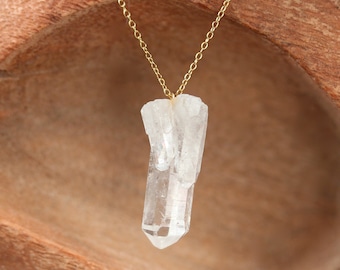 Chunky quartz necklace, raw crystal necklace, clear quartz necklace, master healer, 14k gold filled necklace, sterling silver chain