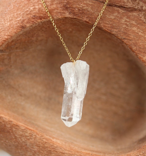 Chunky quartz necklace, raw crystal necklace, clear quartz necklace, master healer, 14k gold filled necklace, sterling silver chain