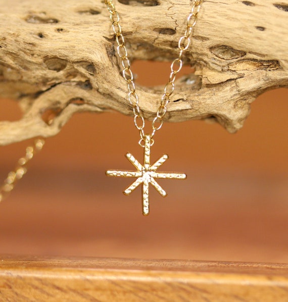 Starburst necklace, snowflake necklace, celestial necklace, frozen necklace, twinkle necklace, star necklace, dainty gold filled necklace