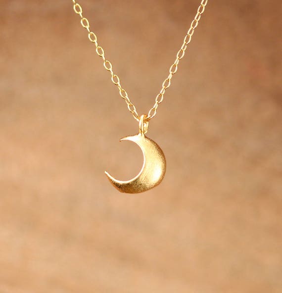 Tiny gold moon necklace - crescent moon necklace - crescent necklace - small gold moon charm