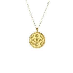 Gold evil eye necklace, sterling silver eye pendant, third eye necklace, crying eye, fortune teller, witchy, boho, 14k gold filled