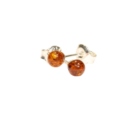 Amber earrings, baltic amber stud earrings in sterling silver, tiny dot earrings, everyday earrings, circle earrings, simple stud earrings