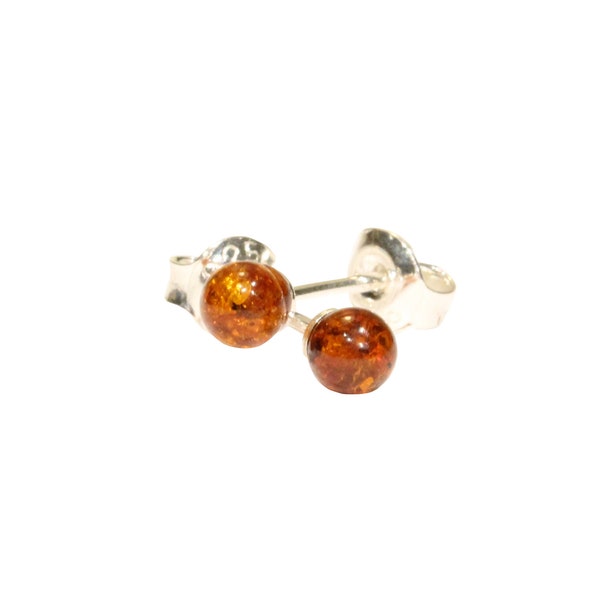 Amber earrings, baltic amber stud earrings in sterling silver, tiny dot earrings, everyday earrings, circle earrings, simple stud earrings