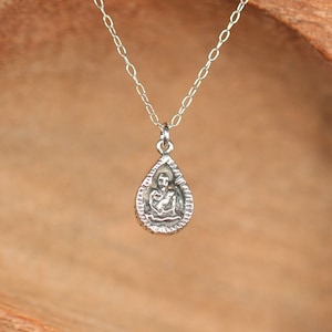Silver buddha necklace, yoga necklace meditation necklace, peaceful gift idea,  inspiration jewelry, talisman protection gift idea