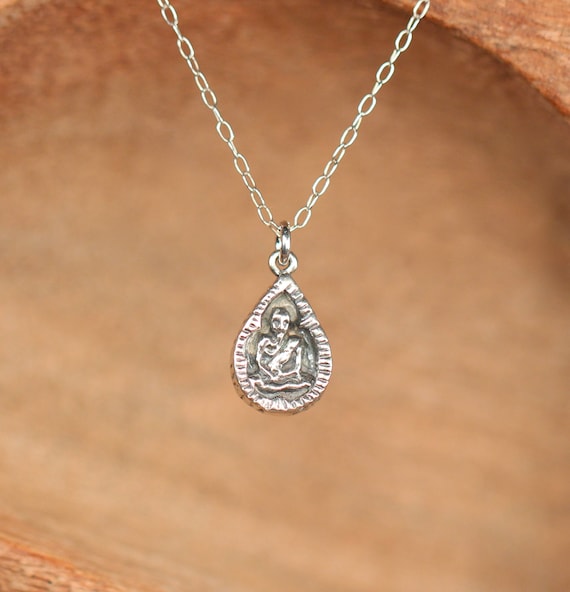 Silver buddha necklace, yoga necklace meditation necklace, peaceful gift idea,  inspiration jewelry, talisman protection gift idea