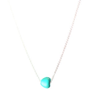 Tiny necklace - tiny turquoise necklace - little heart - delicate and dainty - a little turquoise heart on a sterling silver or gold chain