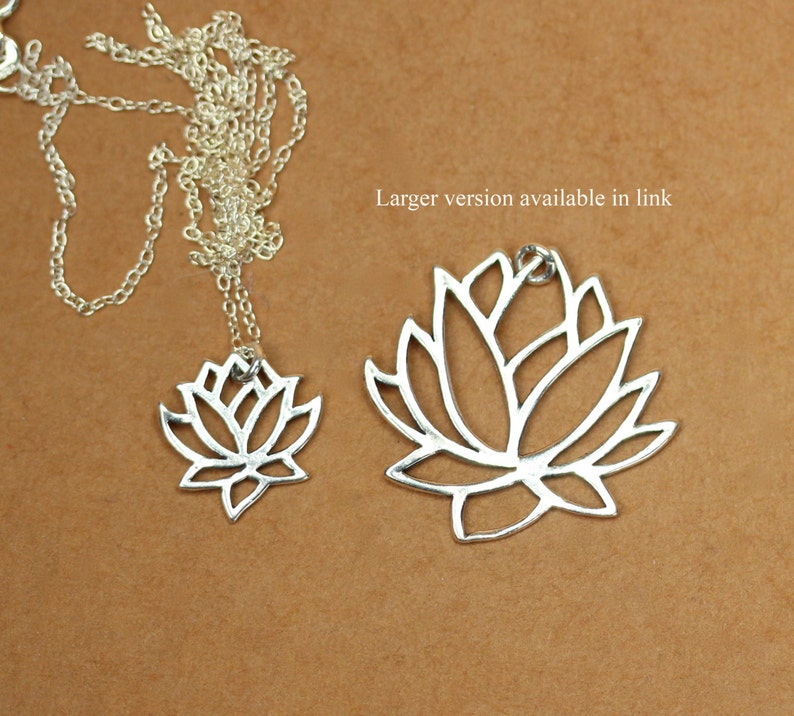 Silver lotus necklace gold lotus flower yoga necklace blooming flower a little lotus flower on a sterling silver chain image 2