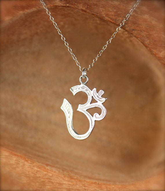 Sterling silver ohm necklace - ohm necklace - om - omkara - yoga necklace - pranava - a silver ohm on a sterling silver chain