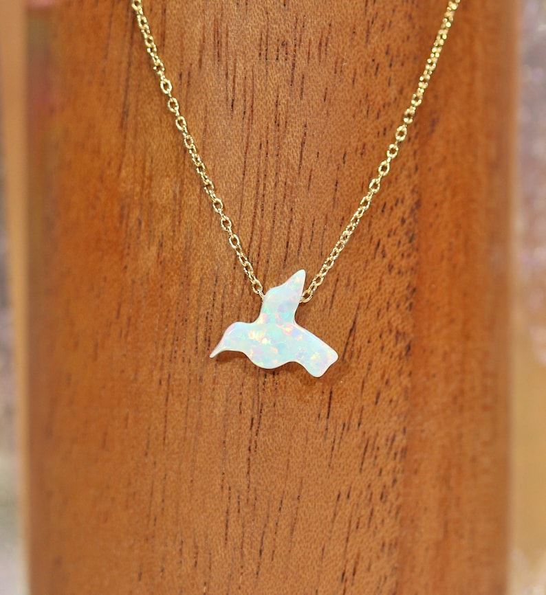 Hummingbird necklace opal necklace opal bird dove necklace Etsy