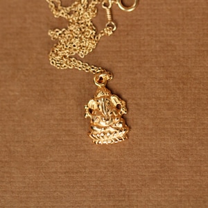 Ganesha necklace gold ganesha indian god ganesh yoga necklace amulet a 14k gold vermeil ganesha on a 14k gold filled chain image 6