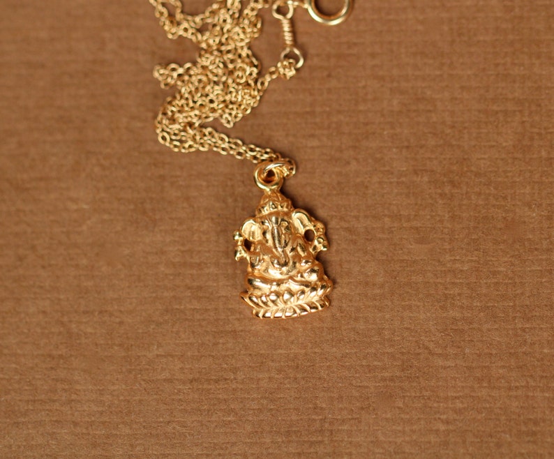 Ganesha necklace gold ganesha indian god ganesh yoga necklace amulet a 14k gold vermeil ganesha on a 14k gold filled chain image 6