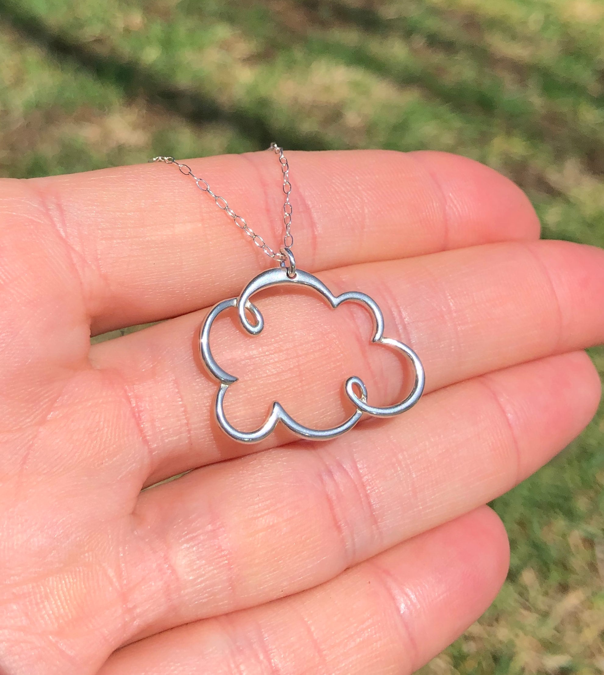 Cloud necklace, weather necklace, silver storm cloud pendant, rain