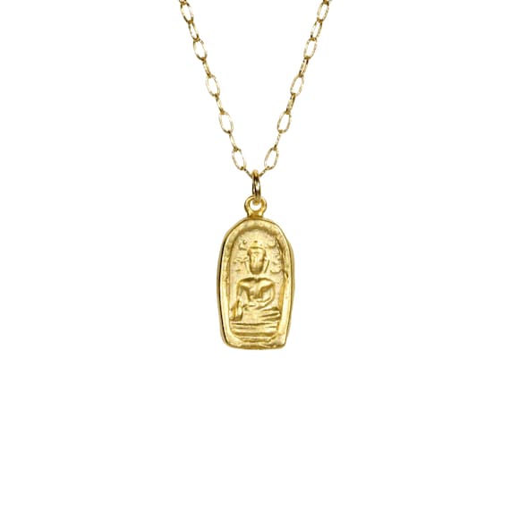 Gold buddha necklace, meditation necklace, yoga necklace, protection necklace, a little gold buddha charm hanging on a 14k gold filled chain