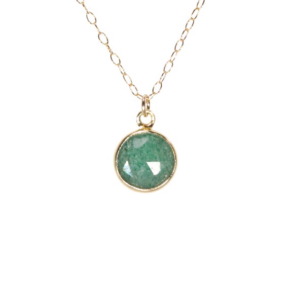 Aventurine necklace, green crystal necklace, dainty gold necklace, august birthstone, green gemstone necklace, 14k gold filled chain