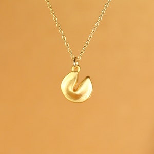 Fortune cookie necklace - gold fortune cookie - silver fortune cookie - a cute fortune cookie on a 14k gold filled or sterling silver chain