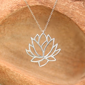 Silver lotus necklace - sterling silver lotus jewelry - blooming flower - lotus - a silver lotus flower on a sterling silver chain