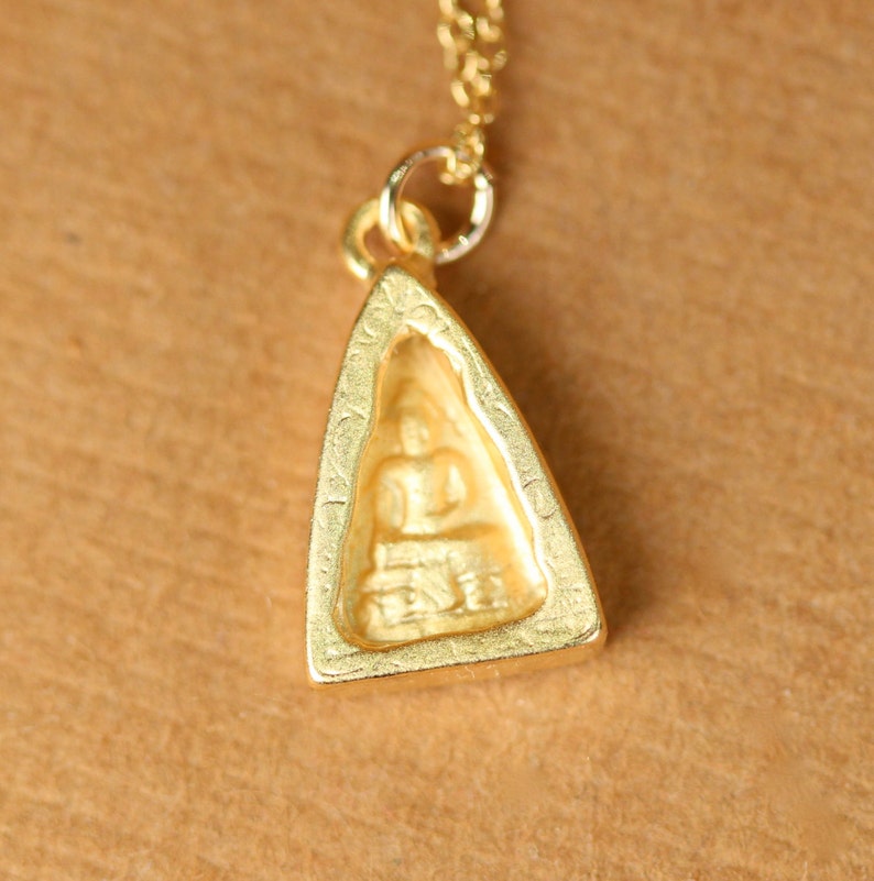 Collier Bouddha, collier de yoga, collier de méditation, pendentif bouddha en or, zen, un bouddha en vermeil doré sur une chaîne remplie d'or 14 carats image 3