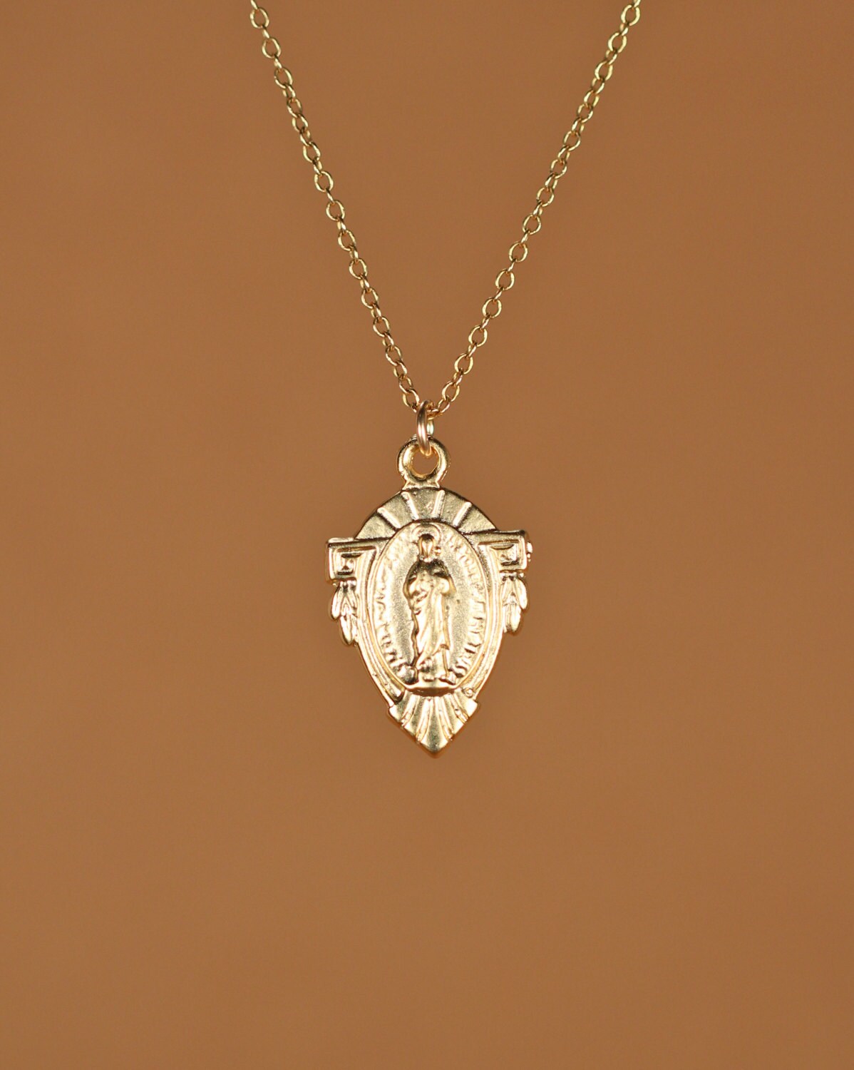 Virgin mary necklace - religious necklace - catholic necklace - a tiny
