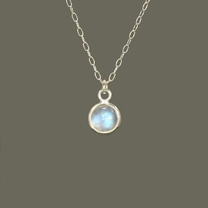 Silver moonstone necklace, solitaire necklace, June birthstone, silver bezel rainbow moonstone, everyday necklace, healing crystal jewelry
