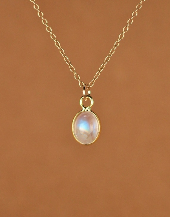 Moonstone necklace - gold moonstone - june birthstone - a gold bezel rainbow moonstone on a 14k gold filled chain