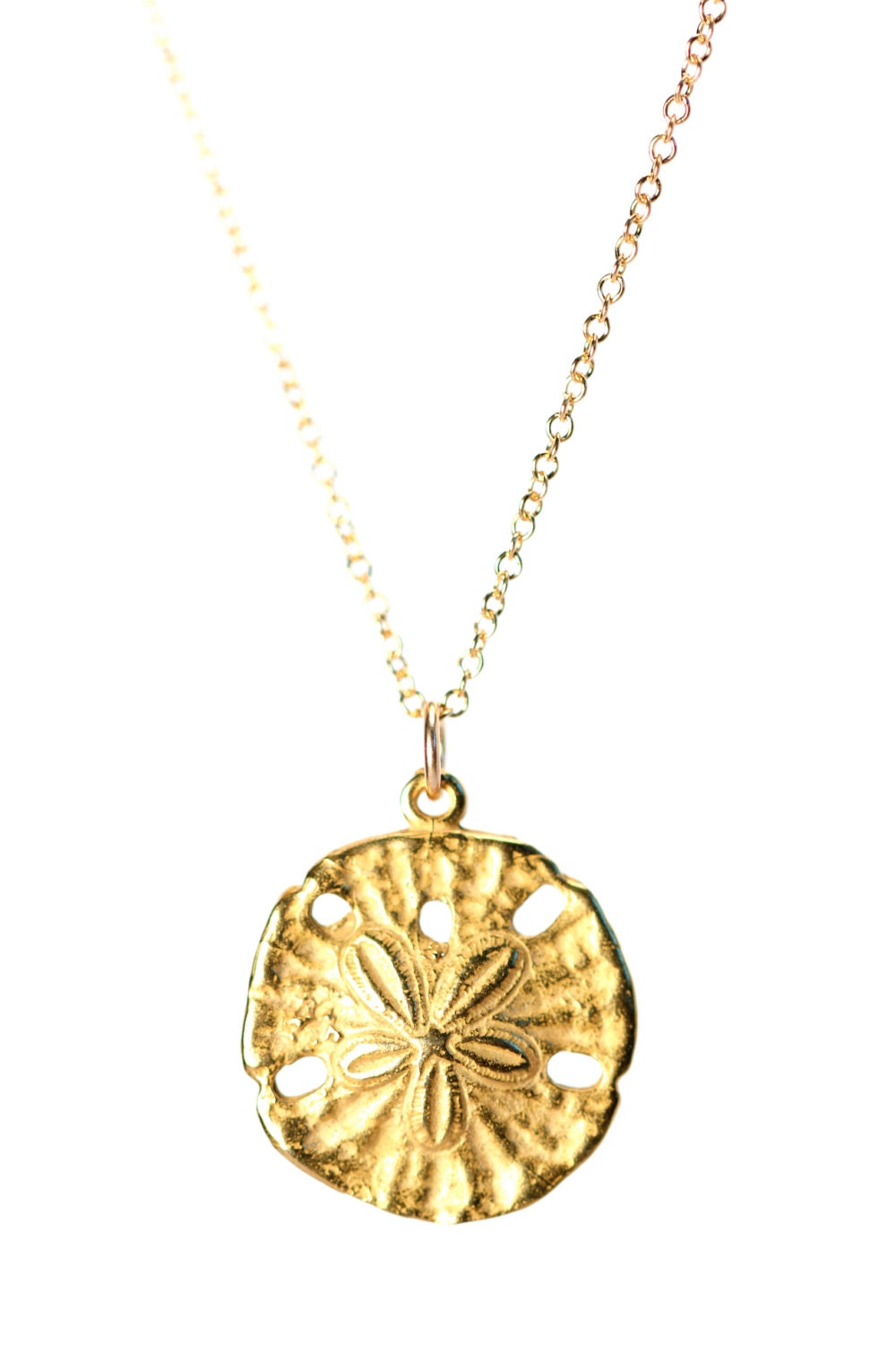 Gold sand dollar necklace delicate necklace a dainty gold sand
