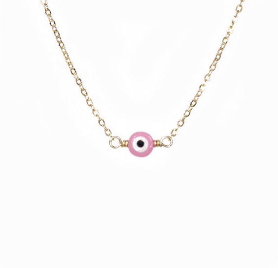 Evil eye necklace, protection necklace, all seeing eye, nazar necklace, tiny third eye necklace, dainty eye necklace, 14k gold filled chain