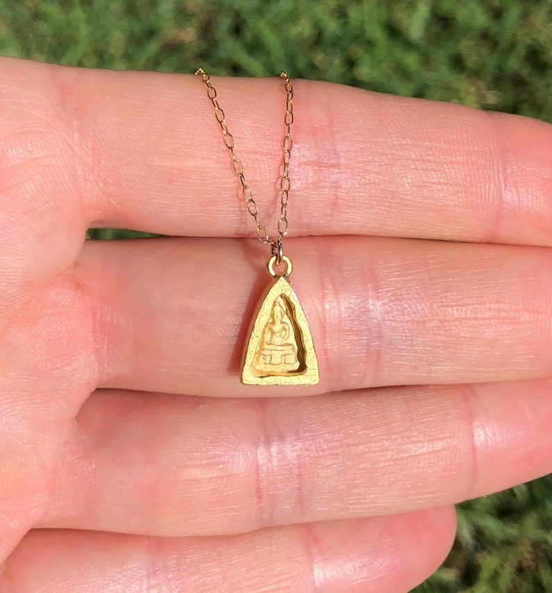 Buddha necklace, yoga necklace, meditation necklace, gold buddha pendant, zen, a gold vermeil buddha on a 14k gold filled chain image 2