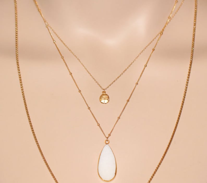 Gold sand dollar necklace - delicate necklace - a tiny 14k gold vermeil sand dollar hanging from a 14k gold filled chain image 3