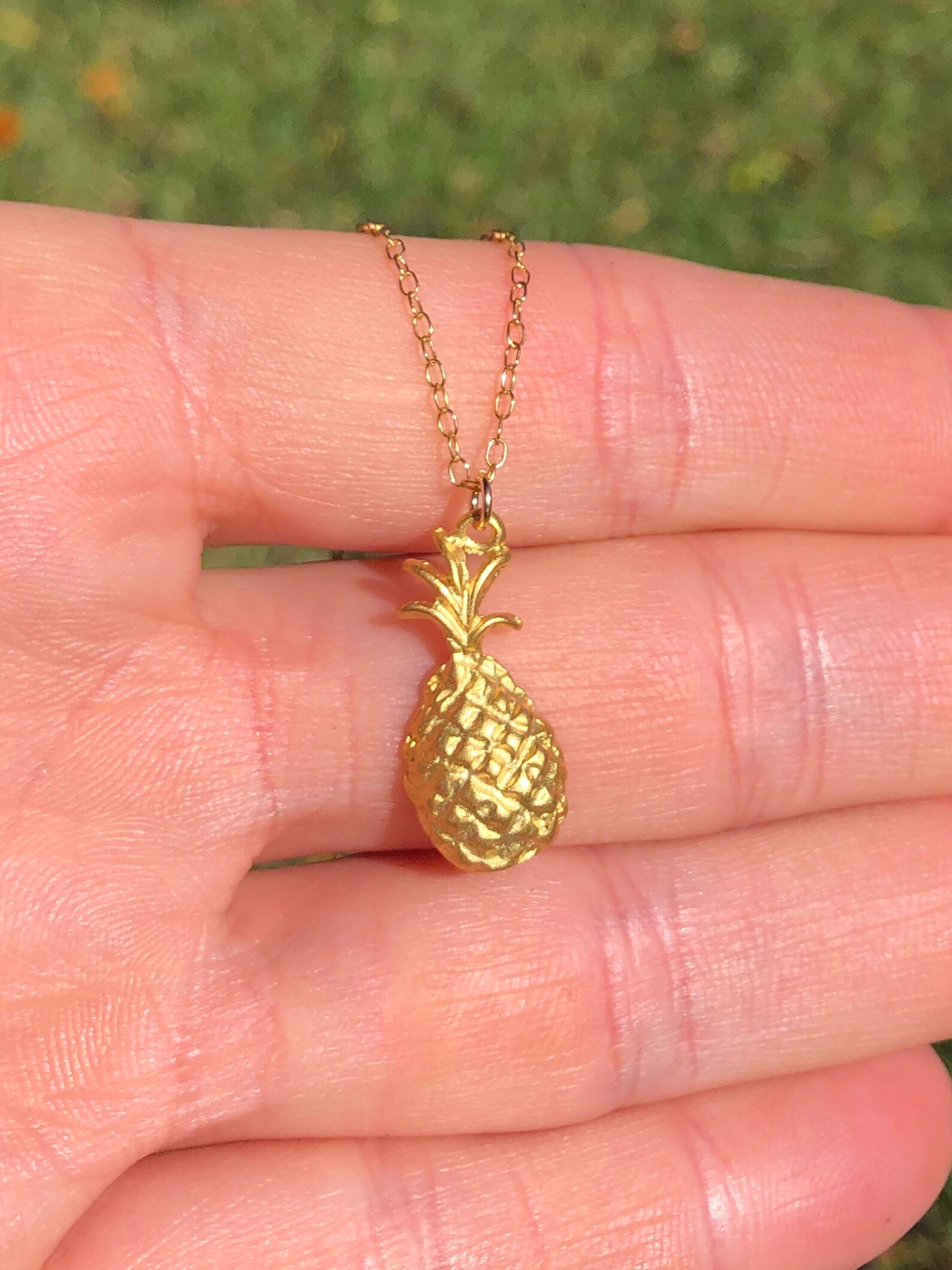 Pineapple Necklace Gold Pineapple Necklace Tropical Etsy