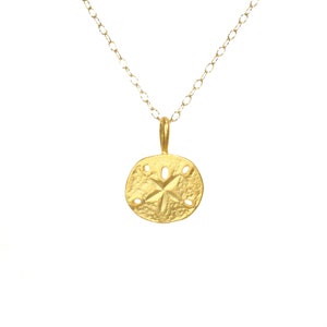 Gold Sand Dollar Necklace: Dainty 14k Gold Filled Chain