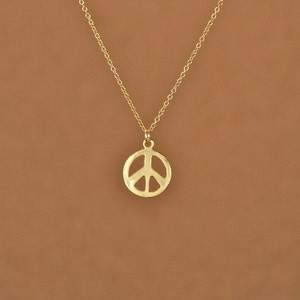 Gold peace sign necklace - peace necklace - delicate and dainty -  a 14k gold plated little gold peace symbol on a 14k gold filled chain