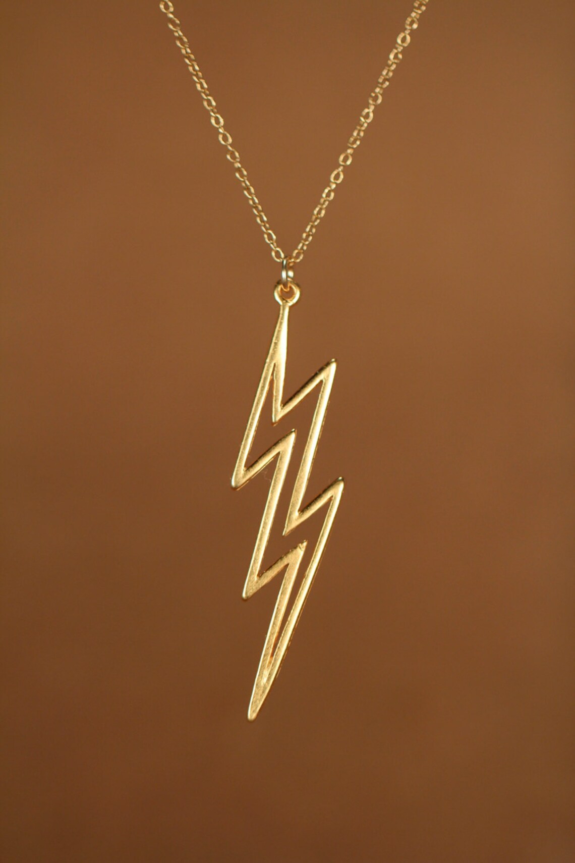 Lightning Bolt Necklace Gold Thunder Bolt Pendant Layering Etsy