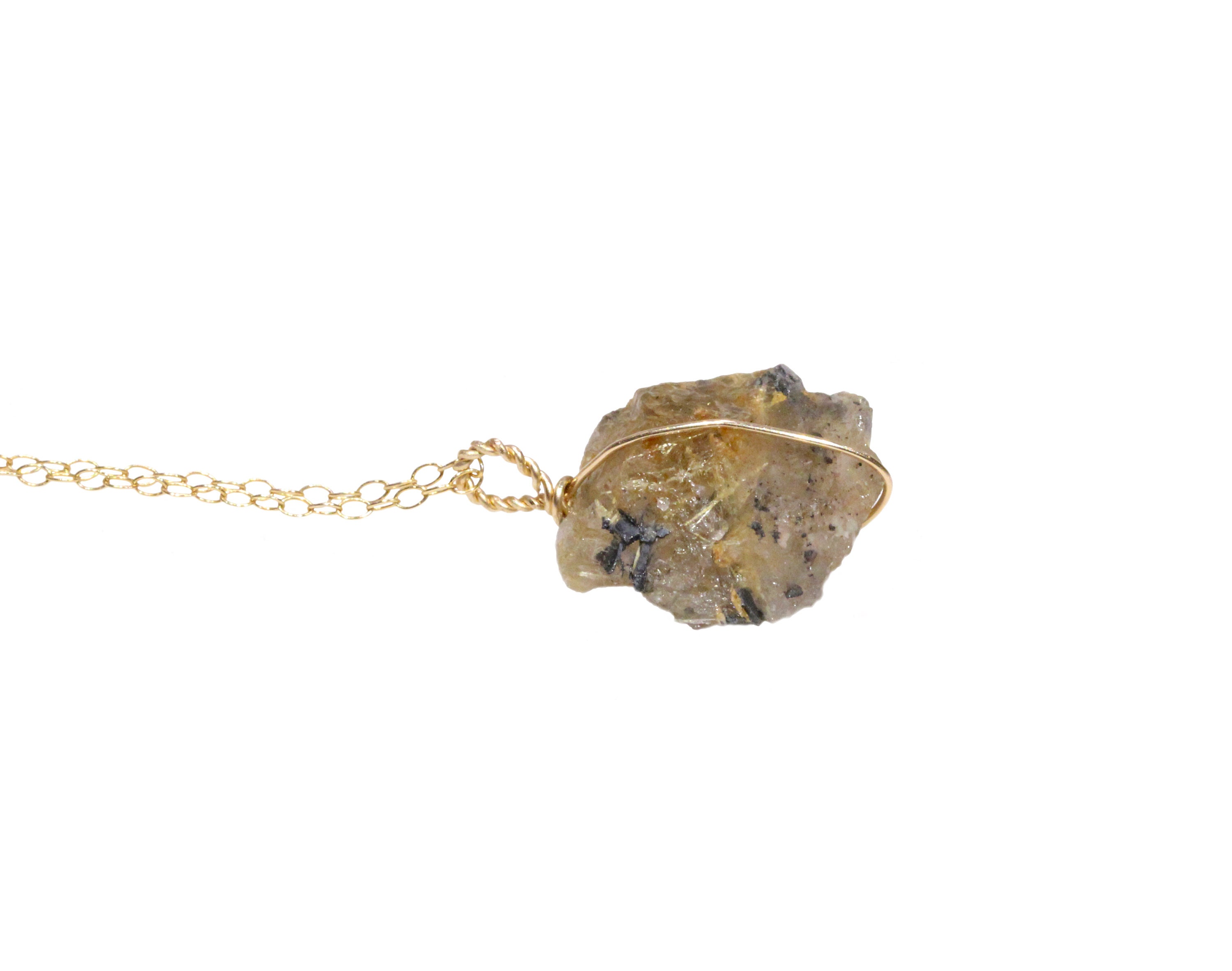 Real Quartz Necklace on 18kt Gold Plated Chain/ Joshua Tree Raw