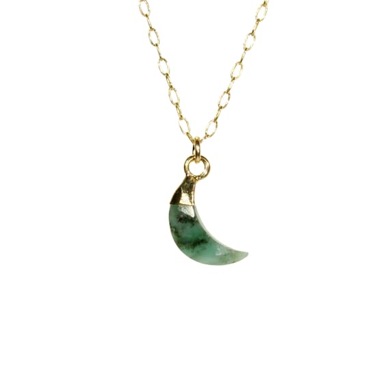 Emerald Moon Necklace Great Crescent Moon Celestial Necklace