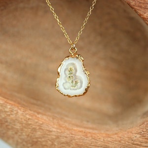 Solar quartz necklace - stalactite necklace - geode necklace - raw quartz necklace - a gold lined crystal eye on a 14k filled chain