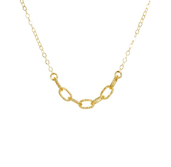 Gold link necklace, twisted oval chain link necklace, dainty gold necklace, layering necklace, 14k gold filled chain
