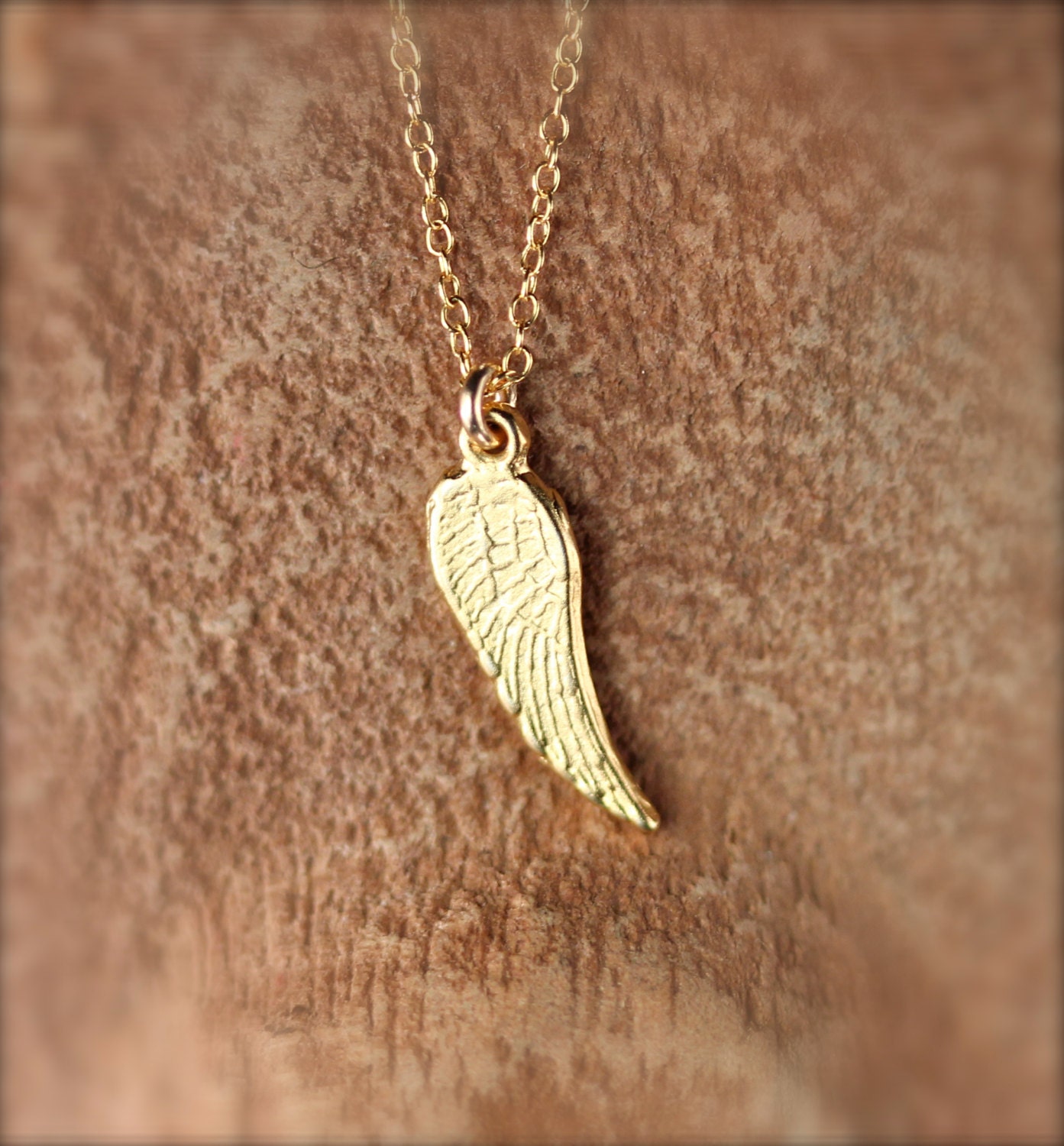 Tiny gold wing necklace - angel wing necklace - guardian angel wing ...