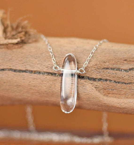 Quartz necklace, chakra necklace, polished quartz pendant, everyday necklace, healing crystal necklace, simple necklace