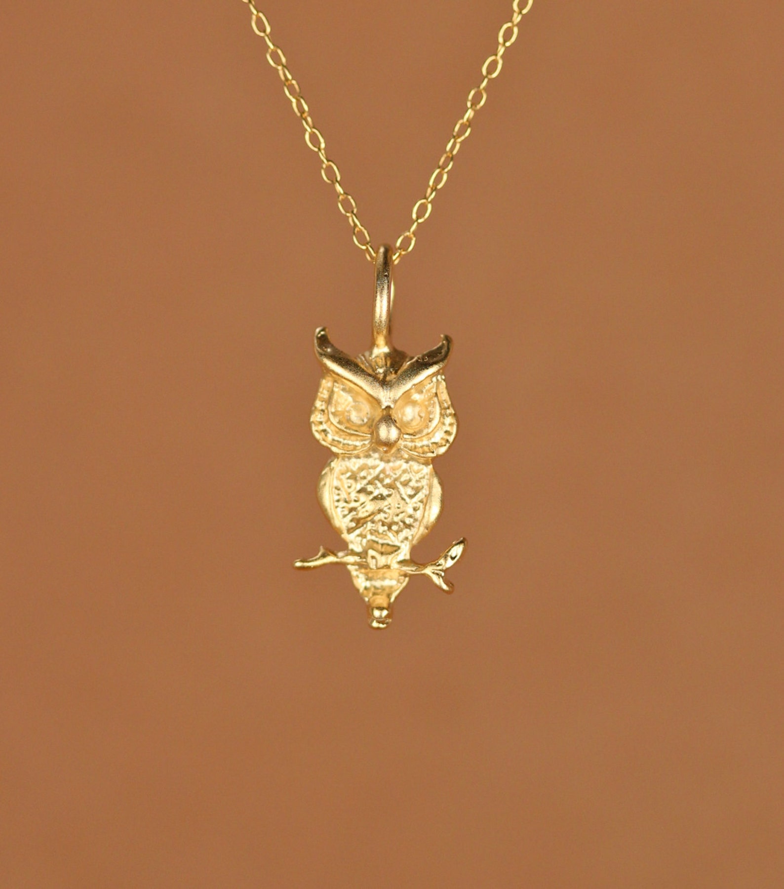 Owl Necklace Gold Owl Pendant Hoot Hoot Owl Jewelry Bird Etsy