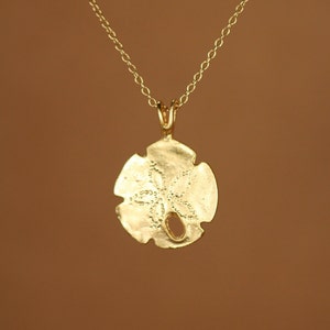 Sand dollar necklace, gold sand dollar pendant, beach necklace, starfish jewelry, a 14k gold vermeil sand dollar on a 14k gold filled chain