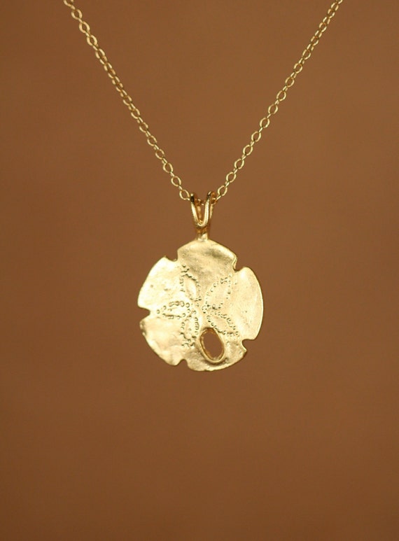 Sand dollar necklace, gold sand dollar pendant, beach necklace, starfish jewelry, a 14k gold vermeil sand dollar on a 14k gold filled chain