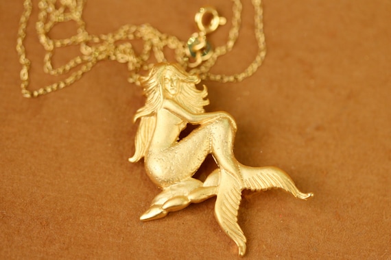 Mermaid necklace - sea princess - a 14k gold plated sterling silver mermaid on a 14k gold filled chain