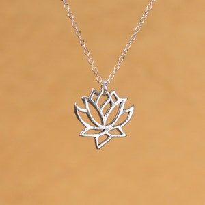 Silver lotus necklace gold lotus flower yoga necklace blooming flower a little lotus flower on a sterling silver chain image 3