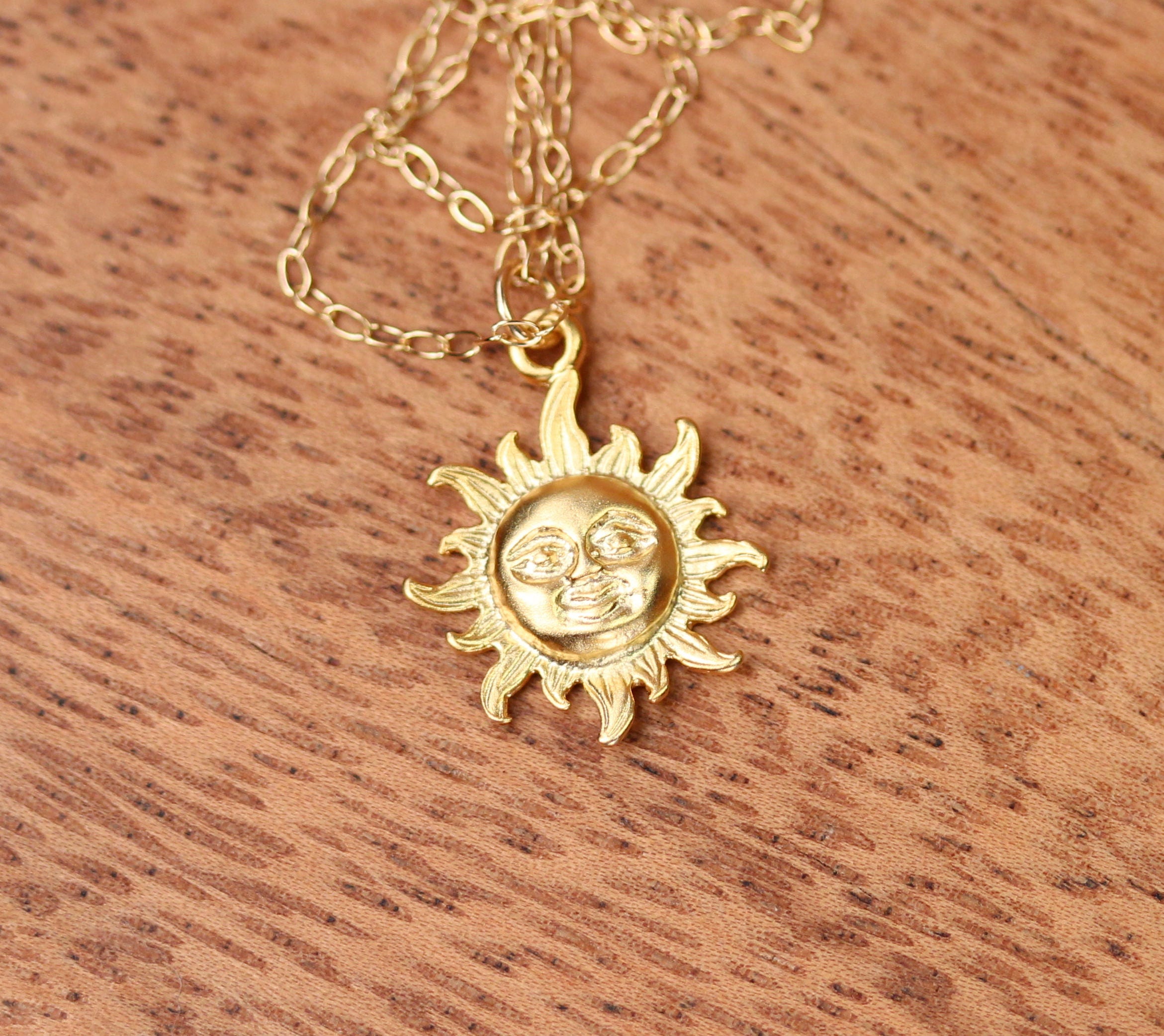 Smiling sun necklace - you are my sunshine - sunshine necklace - gold ...