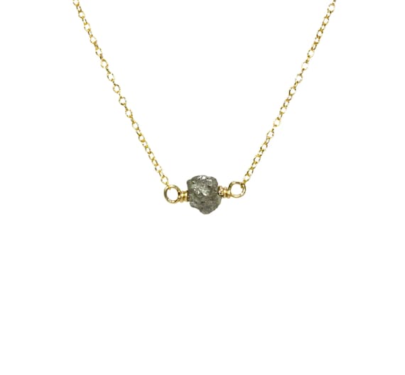 Raw diamond necklace, natural rough diamond necklace, April birthstone jewelry, tiny diamond necklace, dainty 14k gold filled chain