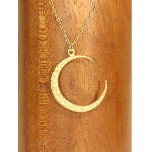 Gold Crescent Moon Necklace, large moon necklace, celestial necklace, flower moon, lunar necklace, dainty 14k gold filled chain