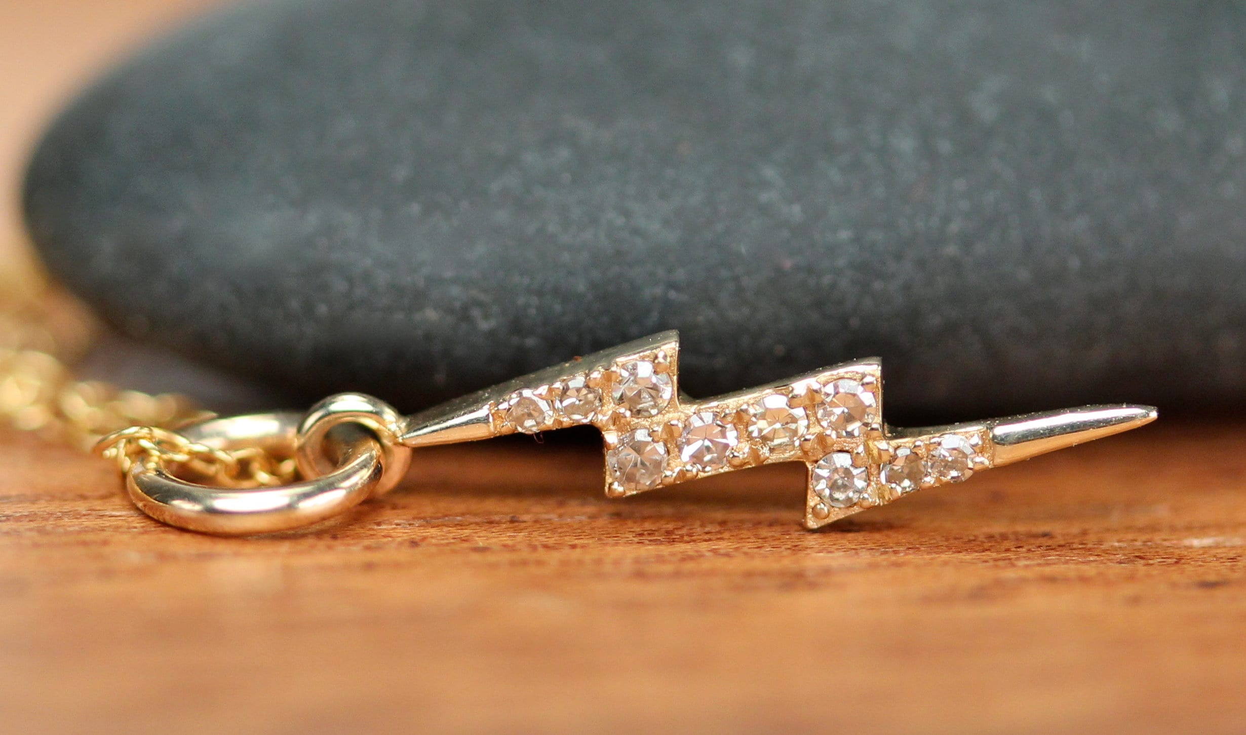 Diamond lightning bolt necklace 18k gold lightning bolt thunder